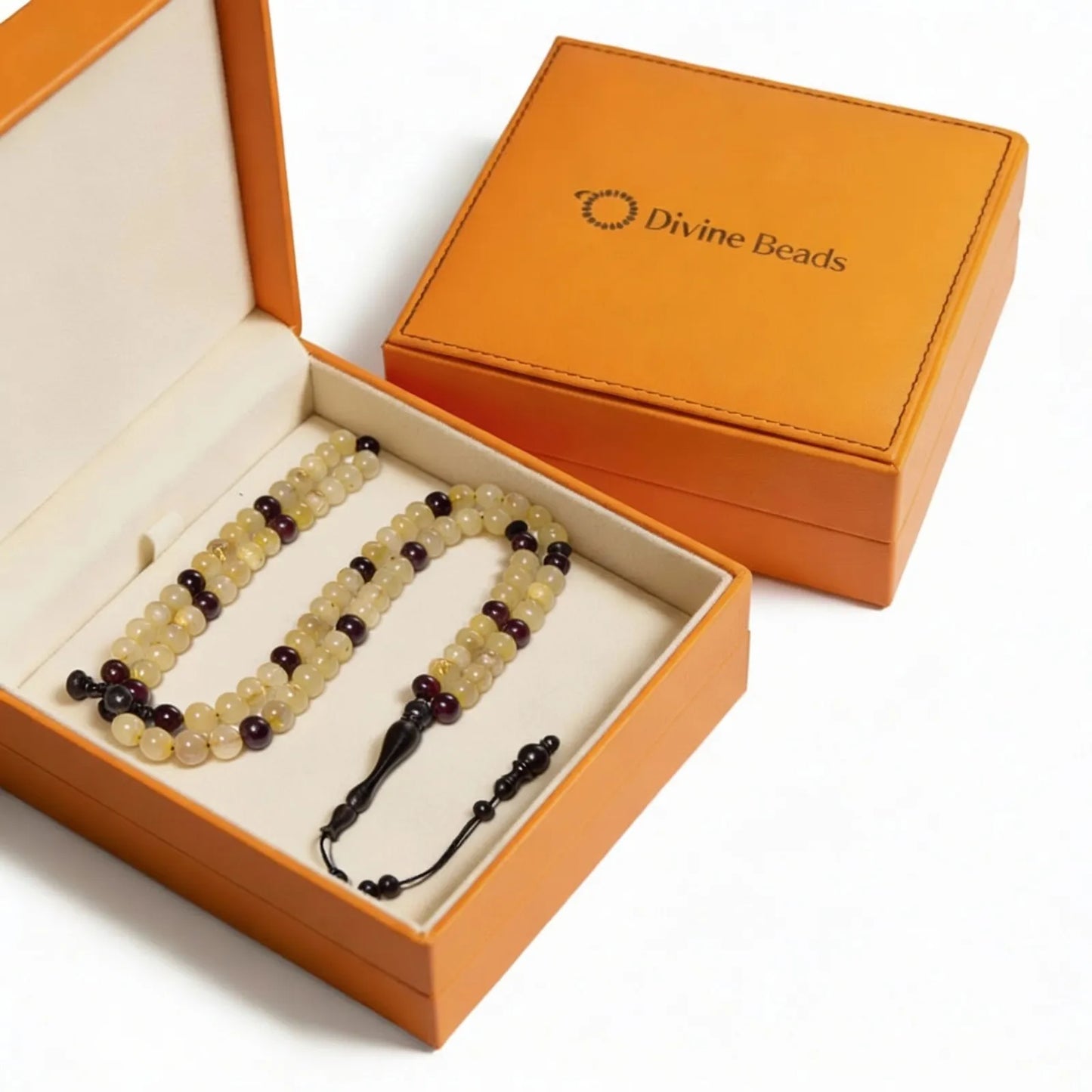 The InterMix Golden Rutile With Garnet 100 Beads 8MM.