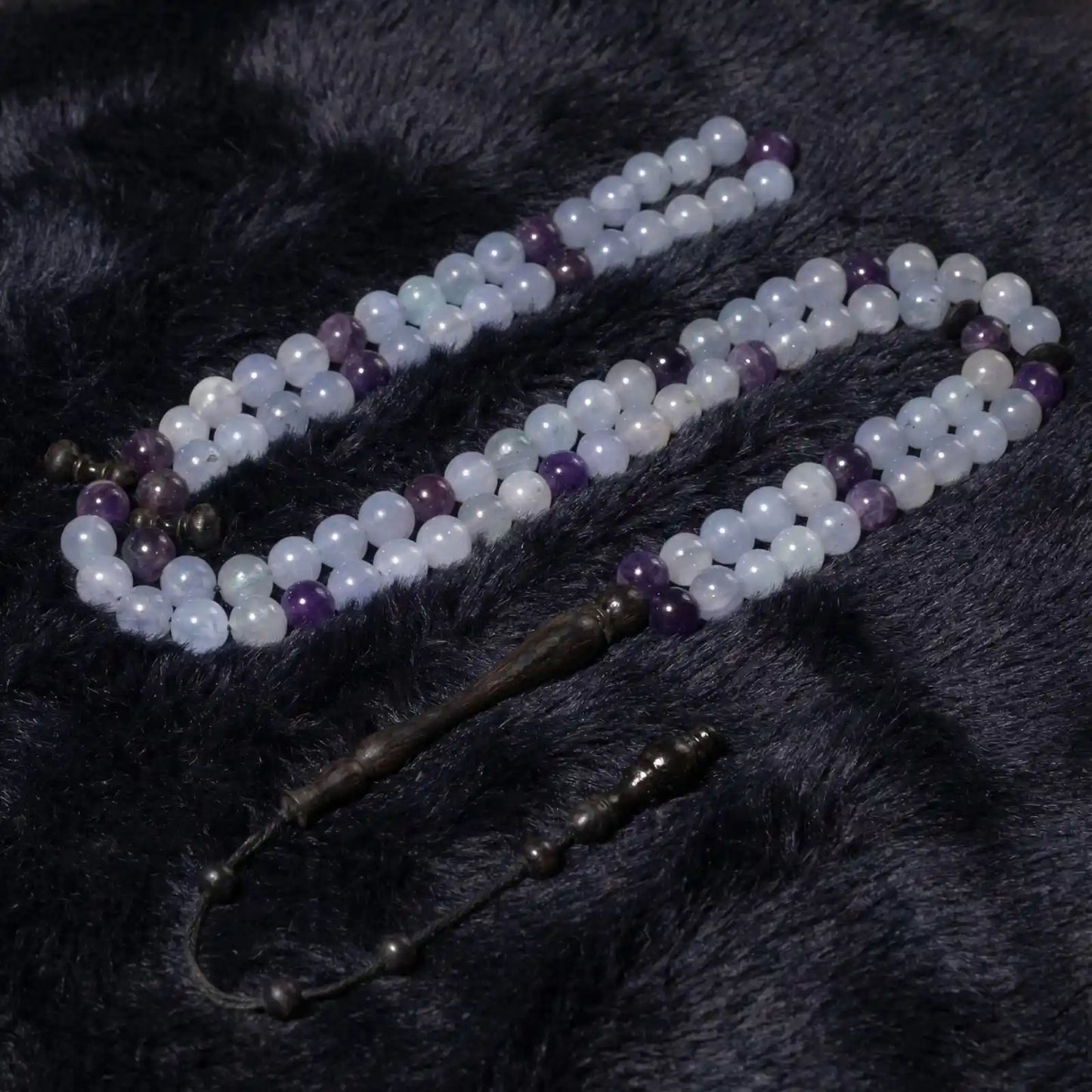 The InterMix Aquamarine With Amethyst Misbaha | Tasbih Prayer Beads – 100 Beads, 8MM