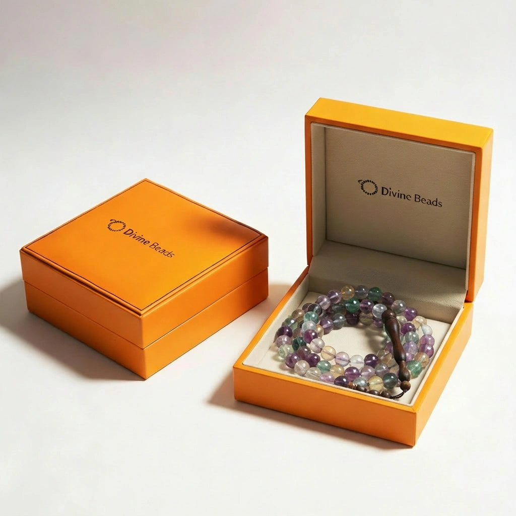 Purple Fluorite Rosewood Misbaha | Tasbih – 100 Beads 8MM