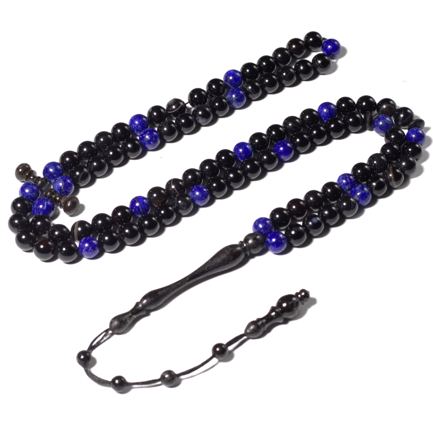 The InterMix Lapis Lazuli With Black Aqeeq Misbaha | Tasbih – 100 Beads 8MM
     