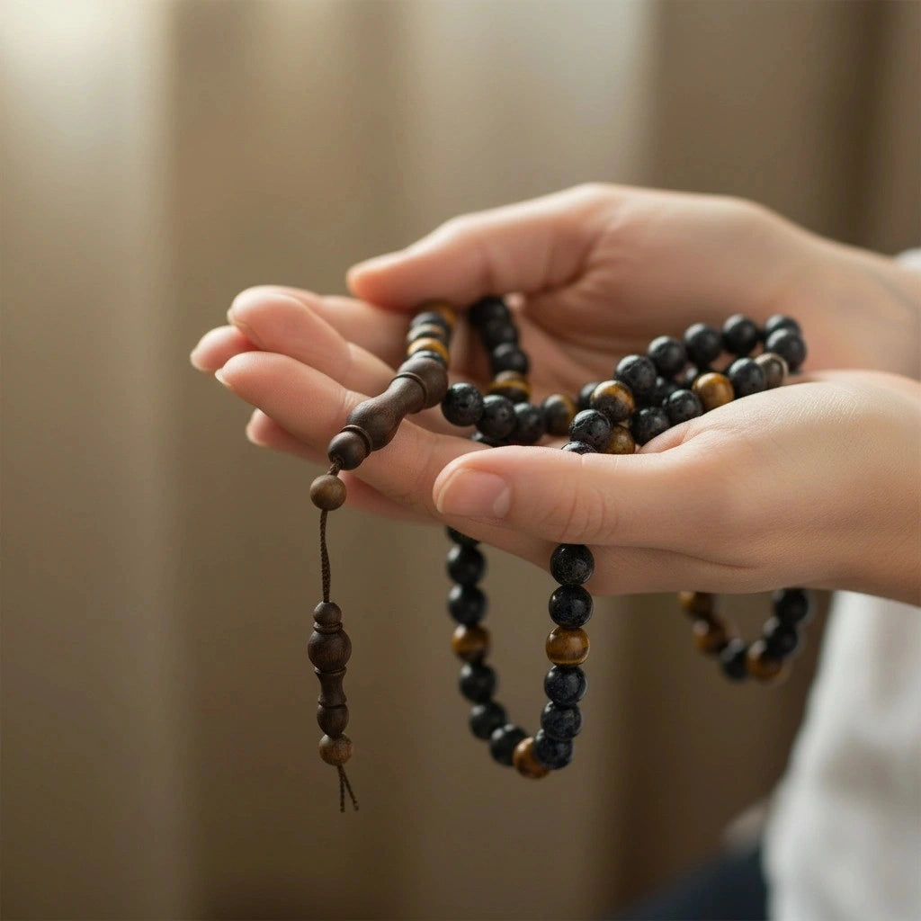 Tiger Eye, Black Lava Rosewood Misbaha | Tasbih – 100 Beads 8MM
     