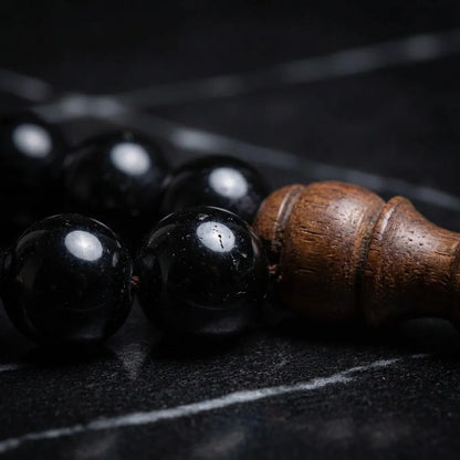 Black Tourmaline Rosewood Misbaha | Tasbih – 33 Beads 10MM