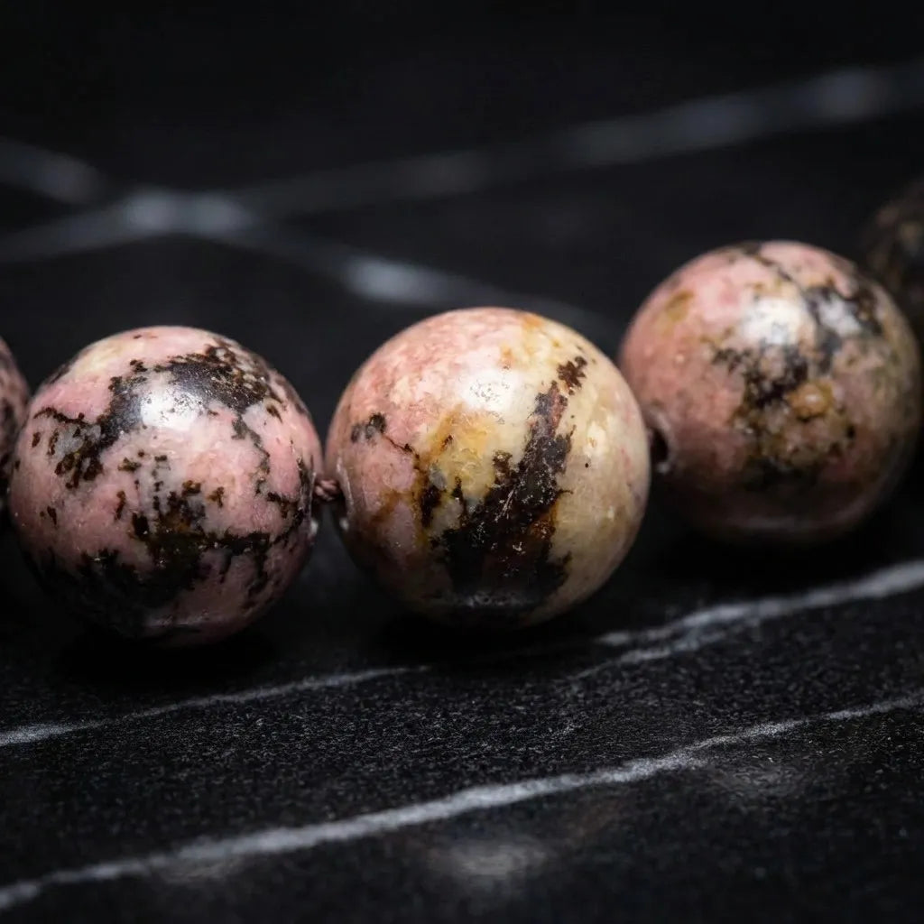 Rhodonite Rosewood Misbaha | Tasbih – 33 Beads 10MM
     