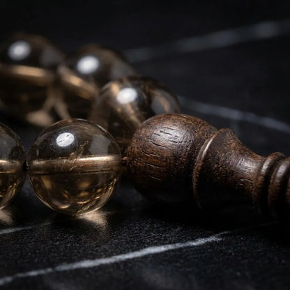 Smokey Quartz Rosewood Misbaha | Tasbih – 100 Beads 8MM