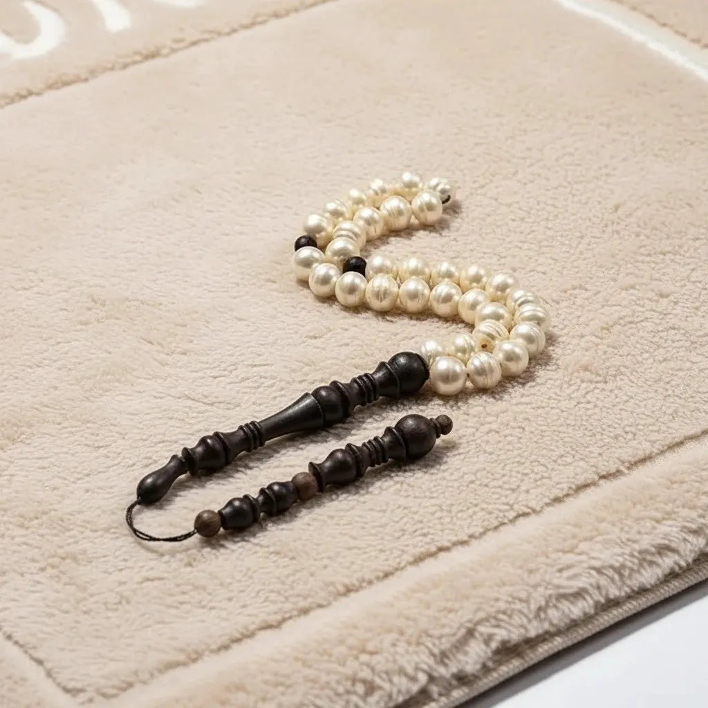 Freshwater Pearls Rosewood Misbaha | Tasbih – 33 Beads 10MM
     