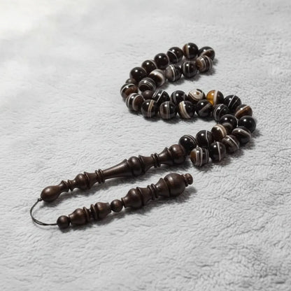 Sulaimani Aqeeq Rosewood Misbaha | Tasbih – 33 Beads 10MM