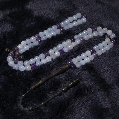 The InterMix Aquamarine With Amethyst Misbaha | Tasbih Prayer Beads – 100 Beads, 8MM