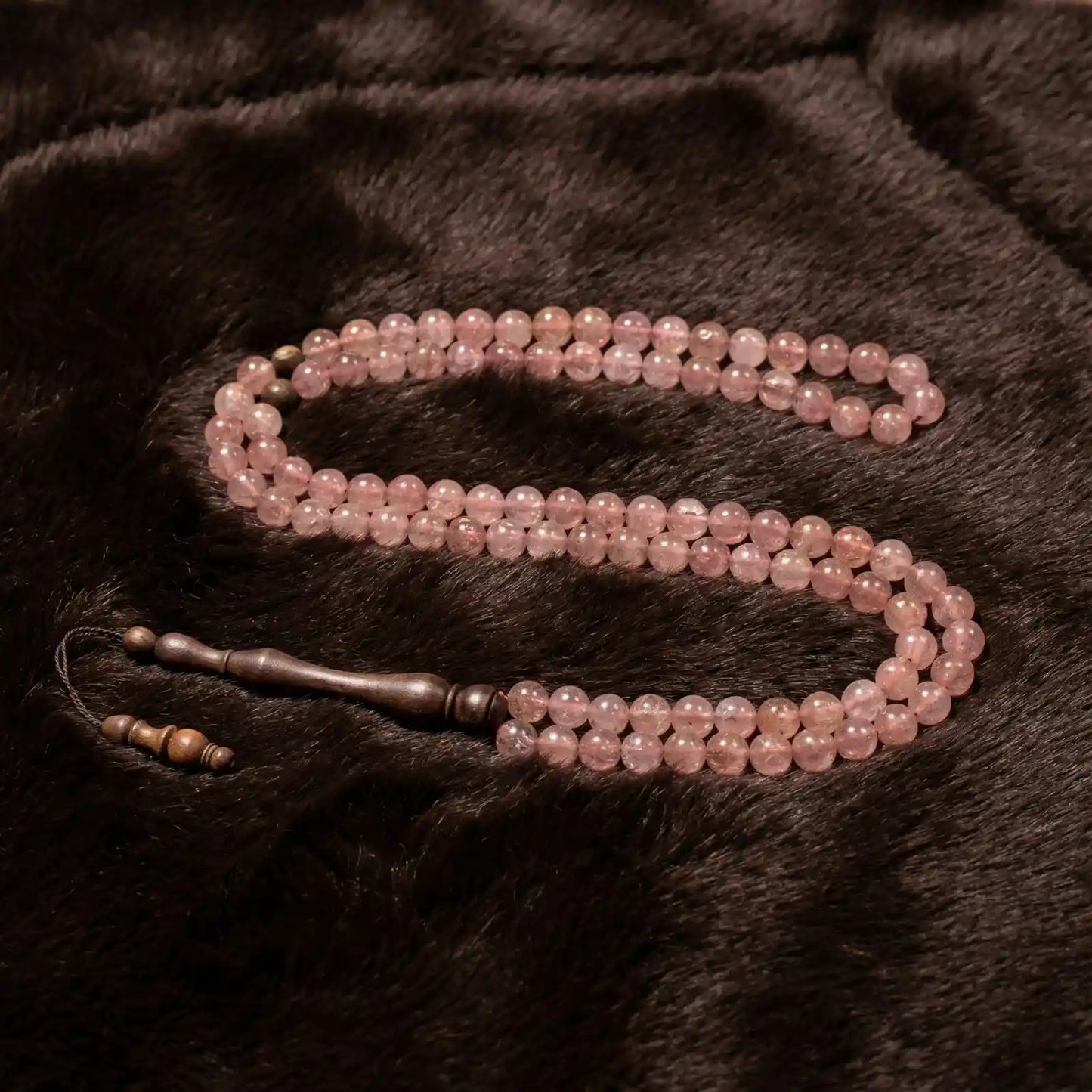 Strawberry Quartz & Rosewood Misbaha | Tasbih – 100 Beads 8MM
     