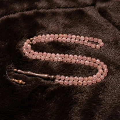Strawberry Quartz & Rosewood Misbaha | Tasbih – 100 Beads 8MM