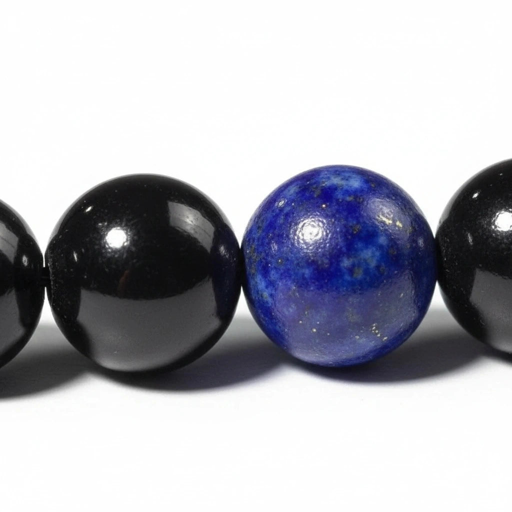 The InterMix Lapis Lazuli With Black Aqeeq Misbaha | Tasbih – 100 Beads 8MM
     