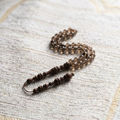 Smokey Quartz Rosewood Misbaha | Tasbih – 100 Beads 8MM