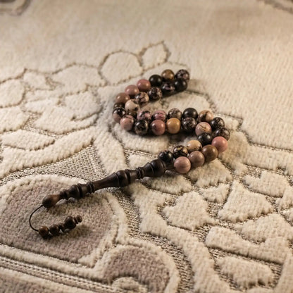 Rhodonite Rosewood Misbaha | Tasbih – 33 Beads 10MM