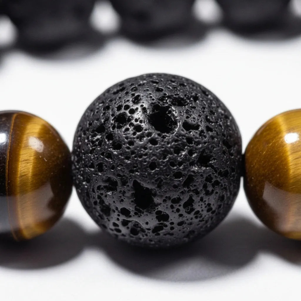 Tiger Eye, Black Lava Rosewood Misbaha | Tasbih – 100 Beads 8MM
     