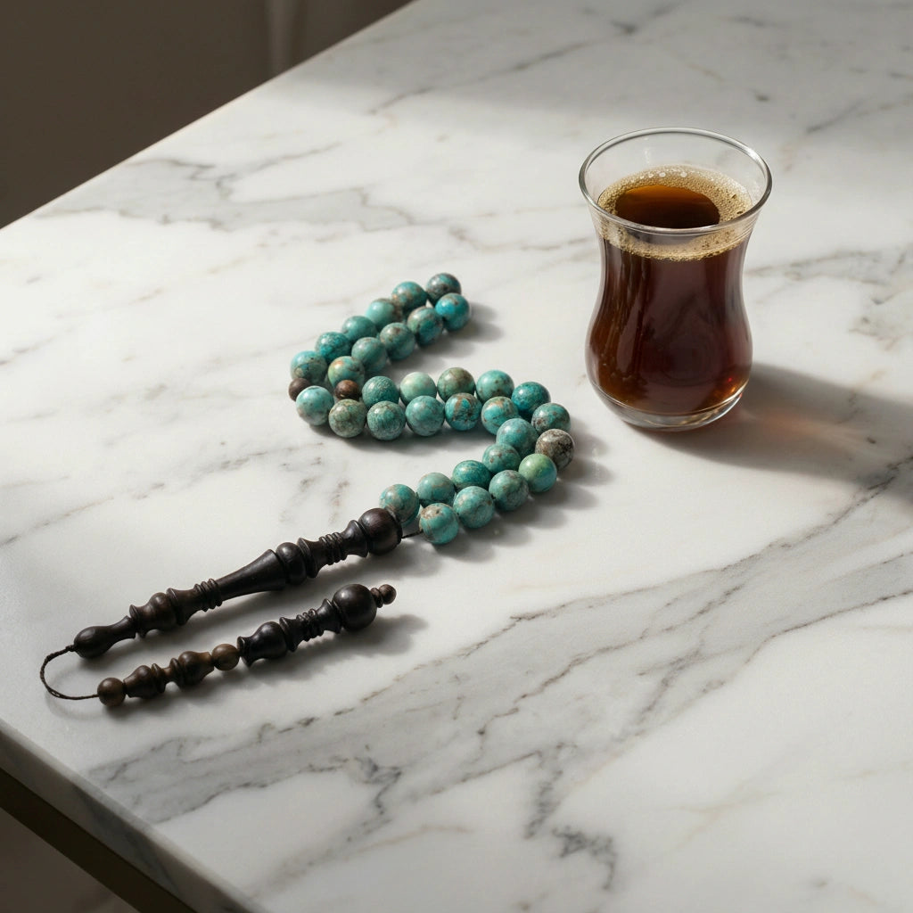 Turquoise Rosewood Misbaha | Tasbih – 33 Beads 10MM
     