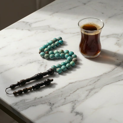 Turquoise Rosewood Misbaha | Tasbih – 33 Beads 10MM