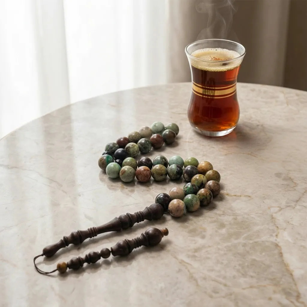 Chrysocolla Rosewood Misbaha | Tasbih – 33 Beads 10MM
     