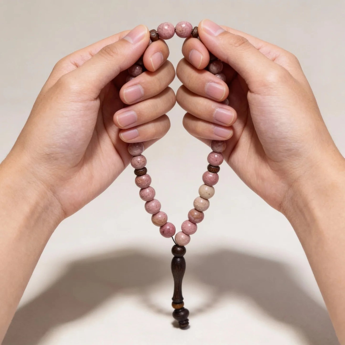 Rhodonite Rosewood Misbaha | Tasbih – 33 Beads 8MM
     