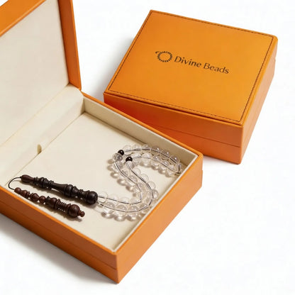 Crystal Quartz Rosewood Misbaha | Tasbih – 33 Beads 10MM