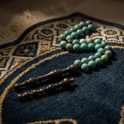 Turquoise Rosewood Misbaha | Tasbih – 33 Beads 10MM