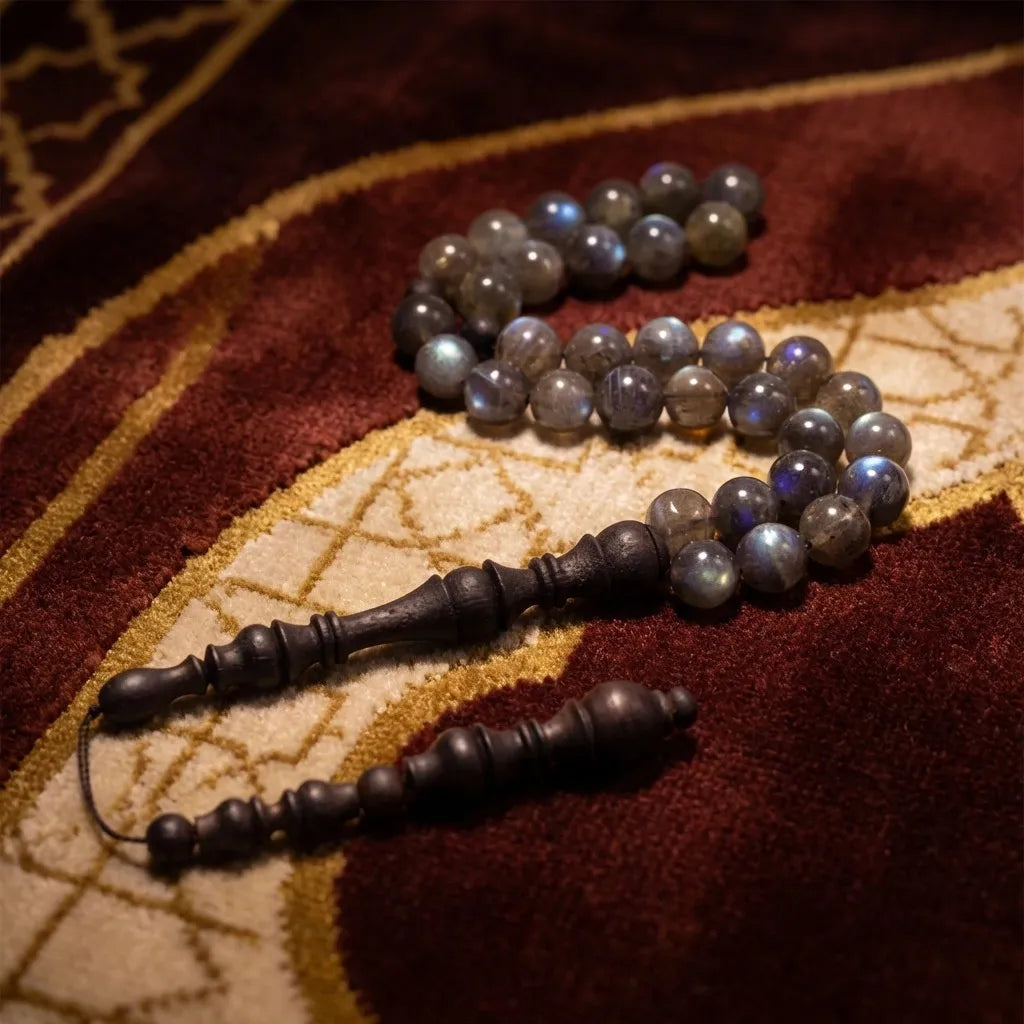 Labradorite Rosewood Misbaha | Tasbih – 33 Beads 10MM
     