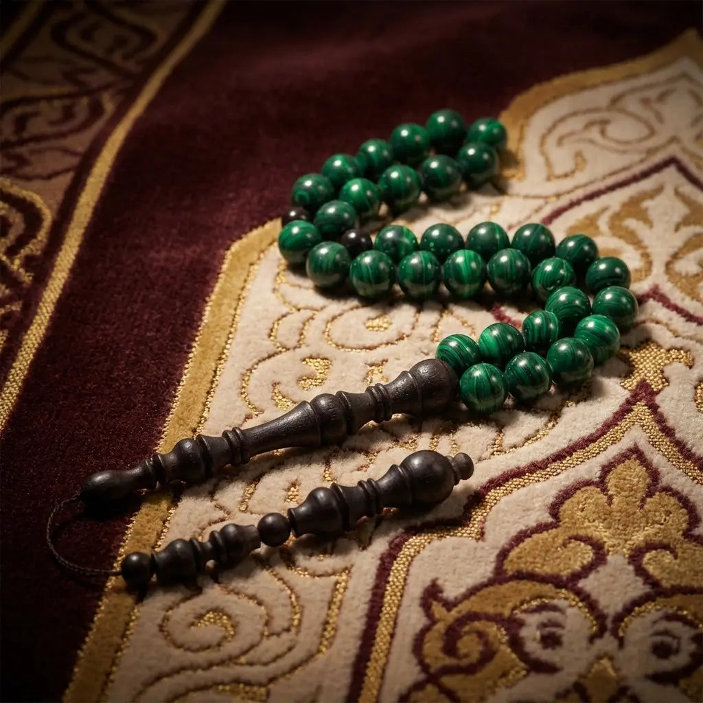 Malachite Rosewood Misbaha | Tasbih – 33 Beads 10MM
     