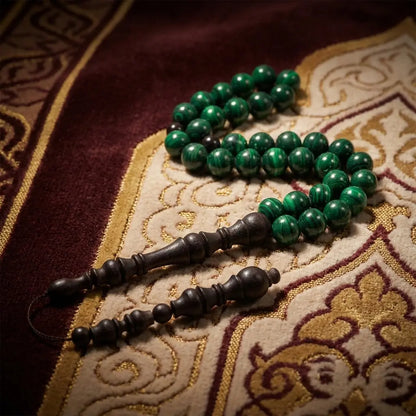 Malachite Rosewood Misbaha | Tasbih – 33 Beads 10MM