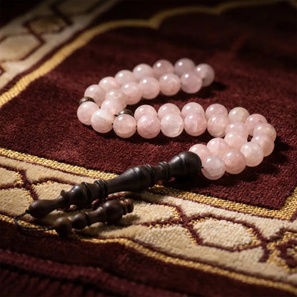 Rose Quartz Rosewood Misbaha | Tasbih – 33 Beads 10MM