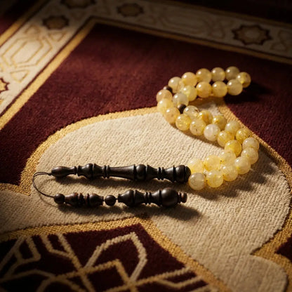 Golden Rutile Rosewood Misbaha | Tasbih – 33 Beads 10MM