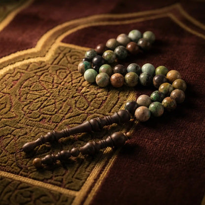Chrysocolla Rosewood Misbaha | Tasbih – 33 Beads 10MM