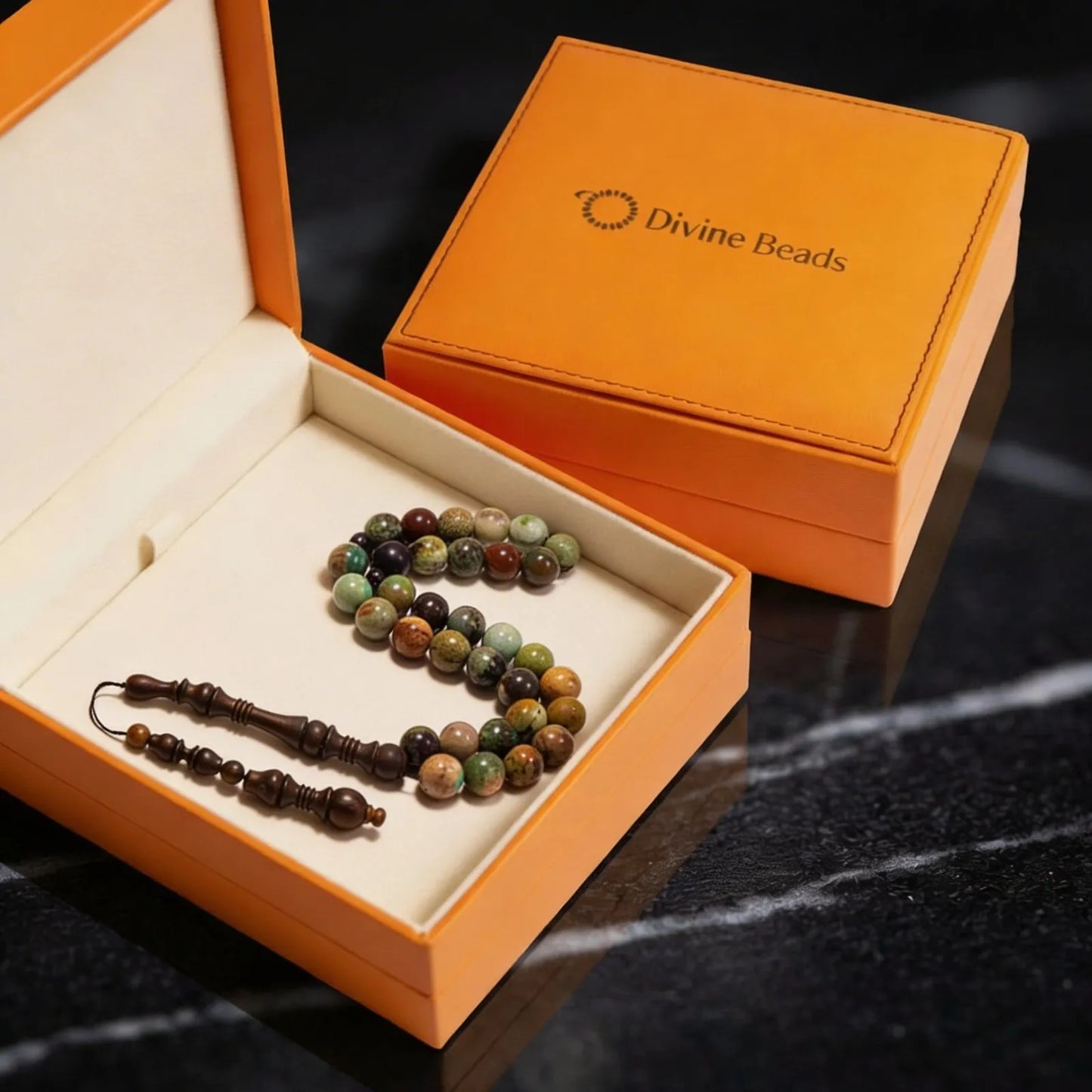 Chrysocolla Rosewood Misbaha | Tasbih – 33 Beads 10MM
     